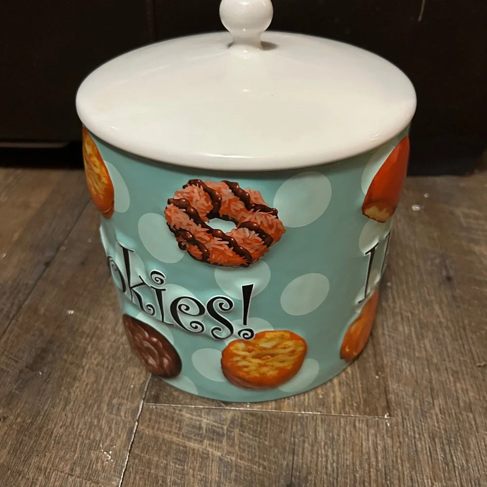 Rare Collectible Girl Scout Cookie Jar - 2006 Ceramic Blue‎ Large 4 Quarts